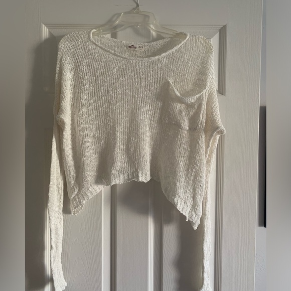Hollister sheer cropped sweater top cream - Picture 1 of 4